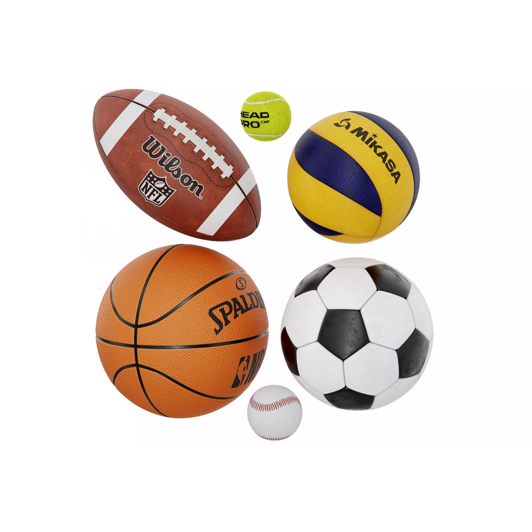 Sports Balls 3D Model – High Detail PBR Game Asset, FBX & OBJ - View 2