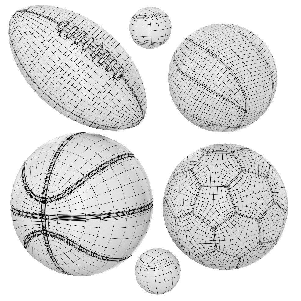Sports Balls 3D Model – High Detail PBR Game Asset, FBX & OBJ - View 3