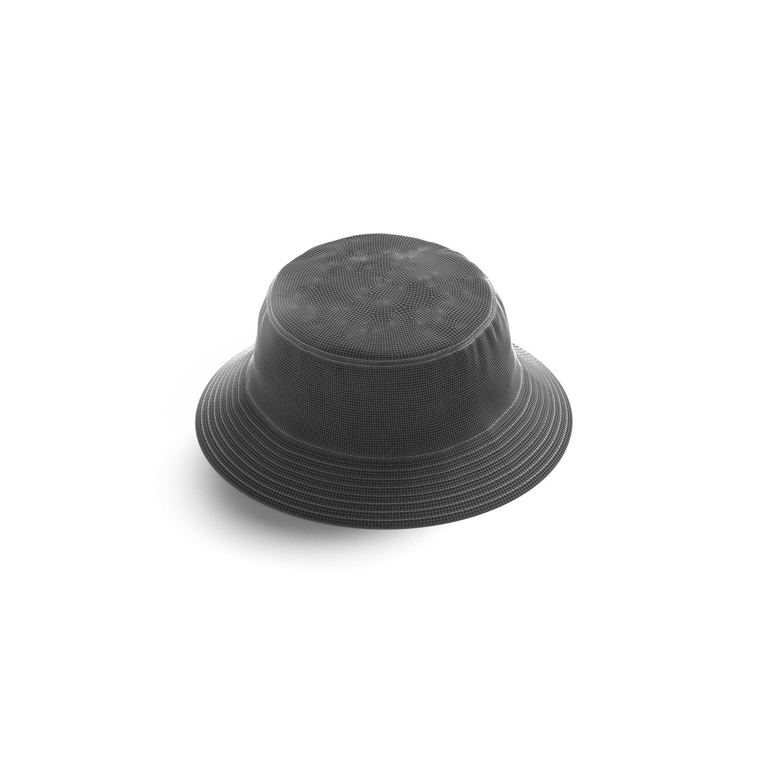 White Bucket Hat 3D Model – Summer Headwear, PBR Textures, FBX - View 10