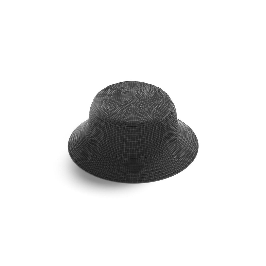 White Bucket Hat 3D Model – Summer Headwear, PBR Textures, FBX - View 9