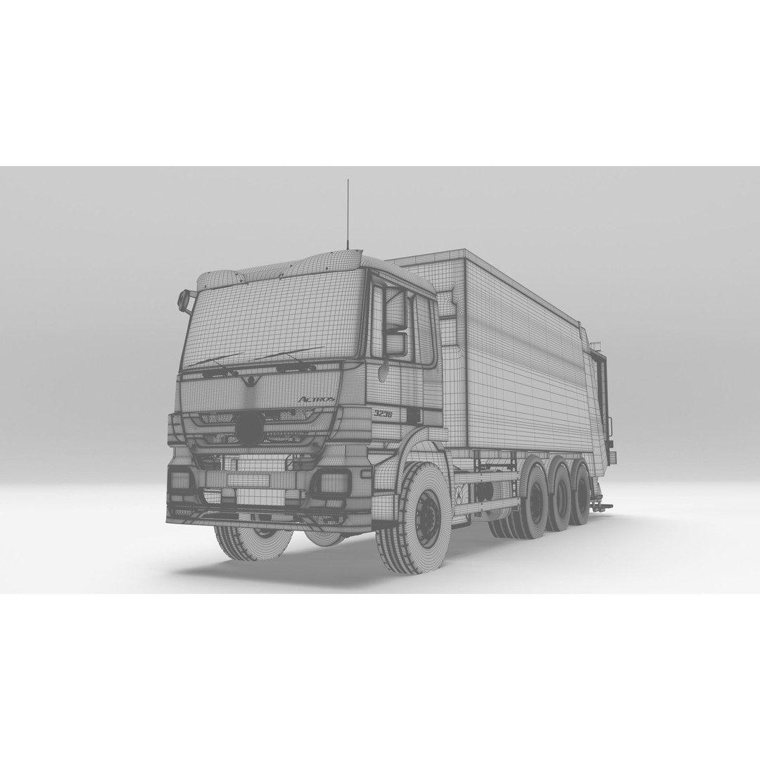 Mercedes-Benz Actros 3236 Garbage Truck 3D Model – High Poly PBR, FBX, Blender