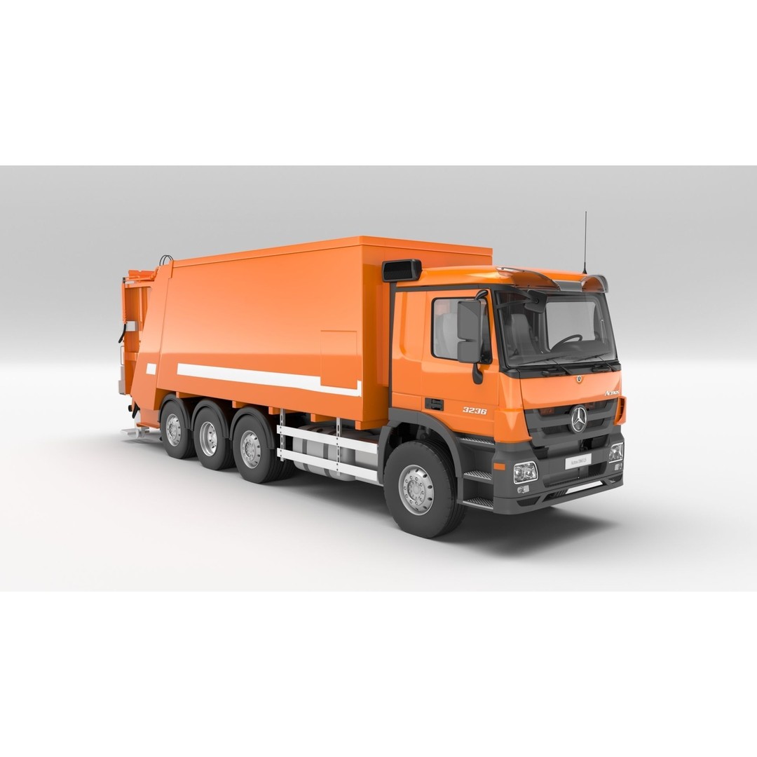 Mercedes-Benz Actros 3236 Garbage Truck 3D Model – High Poly PBR, FBX, Blender - View 10