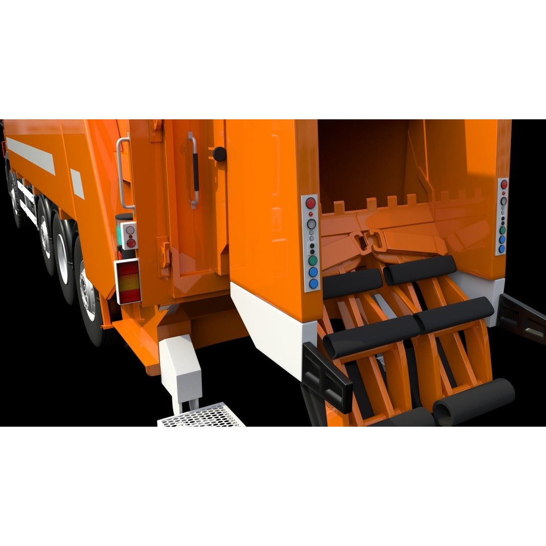 Mercedes-Benz Actros 3236 Garbage Truck 3D Model – High Poly PBR, FBX, Blender - View 14