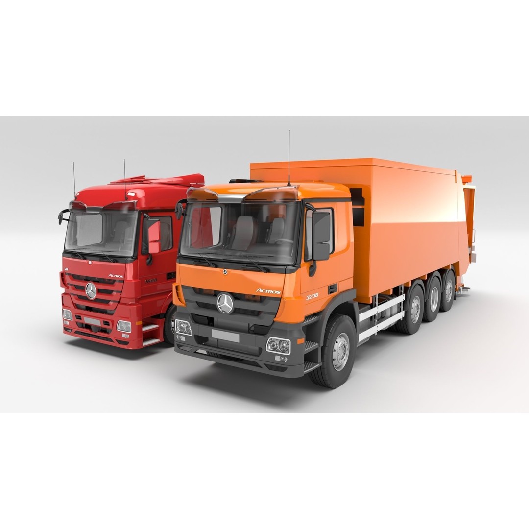 Mercedes-Benz Actros 3236 Garbage Truck 3D Model – High Poly PBR, FBX, Blender - View 17