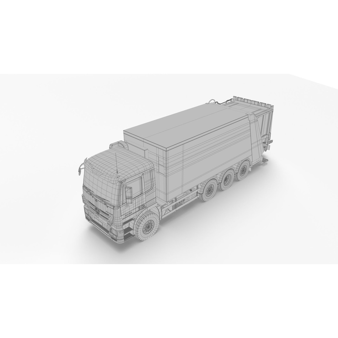 Mercedes-Benz Actros 3236 Garbage Truck 3D Model – High Poly PBR, FBX, Blender - View 20