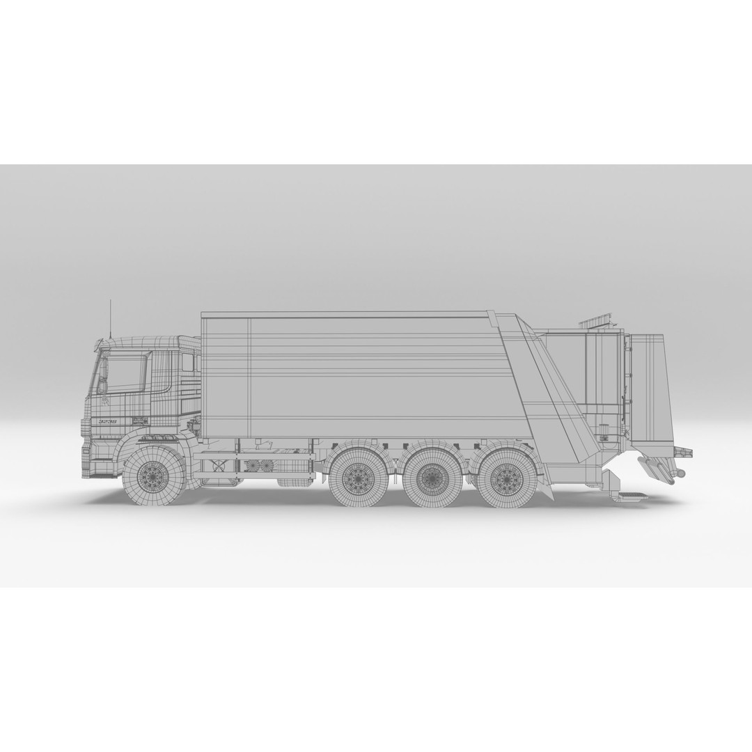 Mercedes-Benz Actros 3236 Garbage Truck 3D Model – High Poly PBR, FBX, Blender - View 22