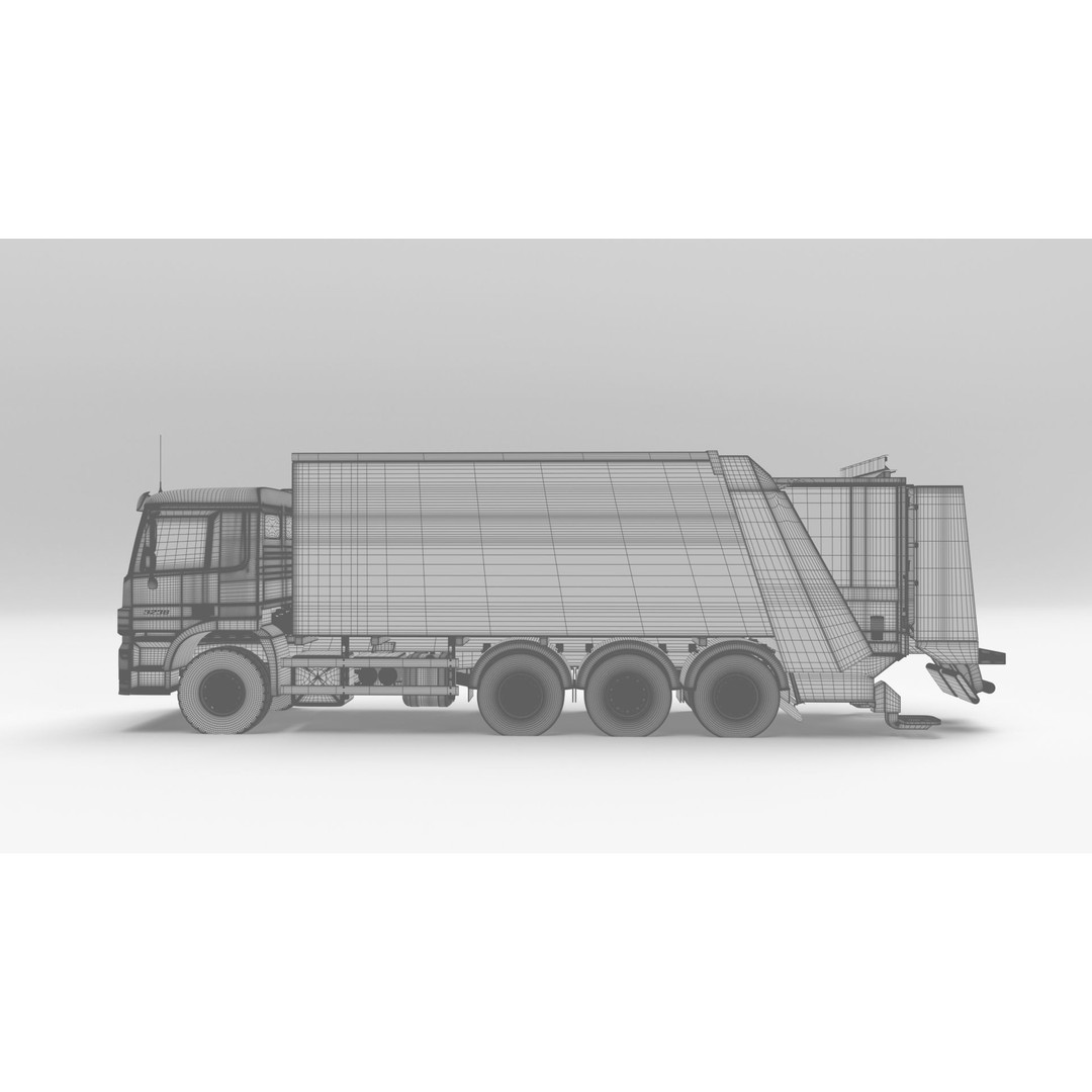 Mercedes-Benz Actros 3236 Garbage Truck 3D Model – High Poly PBR, FBX, Blender - View 23