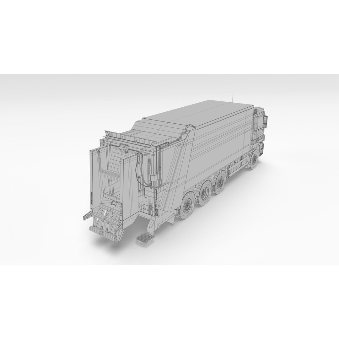 Mercedes-Benz Actros 3236 Garbage Truck 3D Model – High Poly PBR, FBX, Blender - View 24