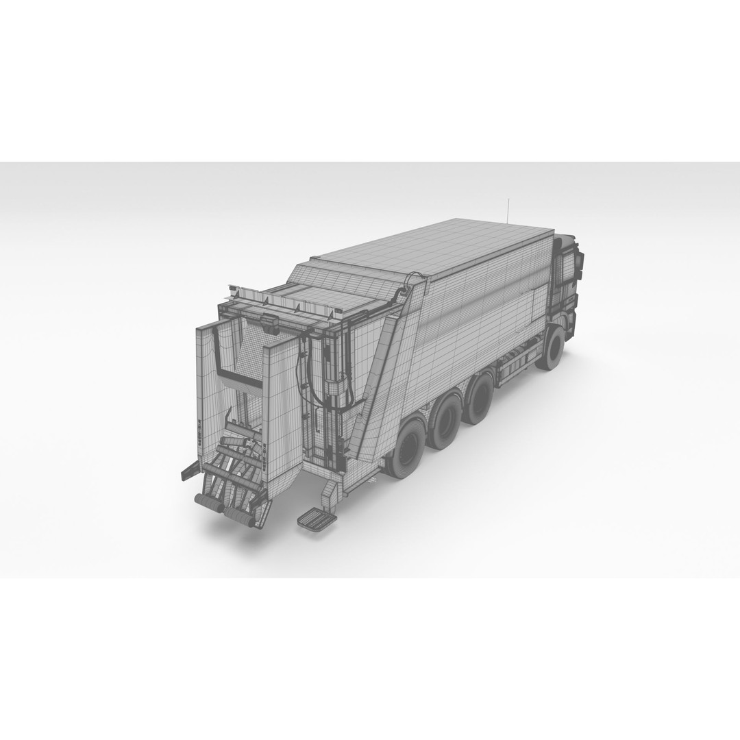 Mercedes-Benz Actros 3236 Garbage Truck 3D Model – High Poly PBR, FBX, Blender - View 25