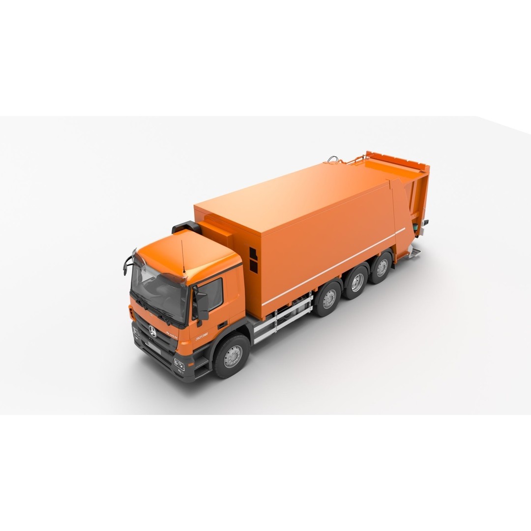 Mercedes-Benz Actros 3236 Garbage Truck 3D Model – High Poly PBR, FBX, Blender - View 5