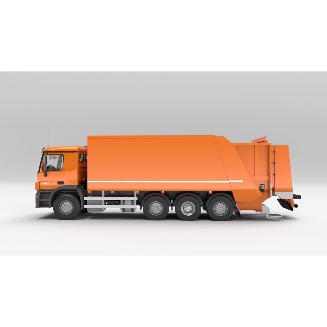 Mercedes-Benz Actros 3236 Garbage Truck 3D Model – High Poly PBR, FBX, Blender - View 6