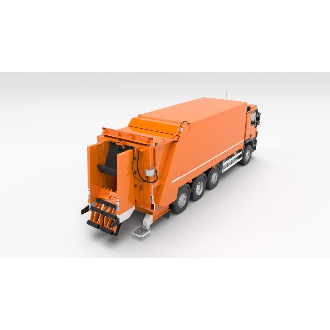 Mercedes-Benz Actros 3236 Garbage Truck 3D Model – High Poly PBR, FBX, Blender - View 7
