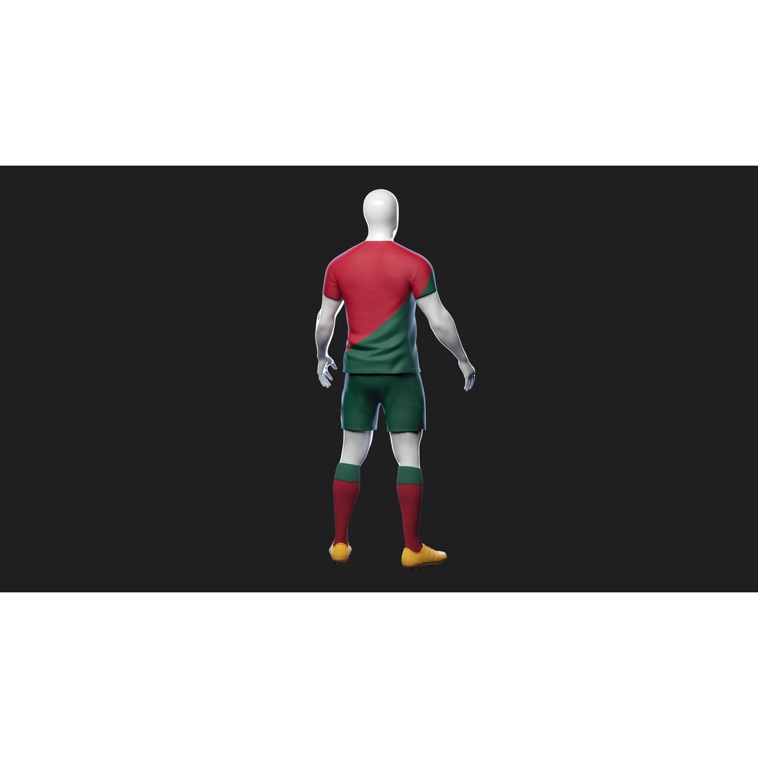 Portugal Team Football Jersey 3D Model – Low Poly Game Asset, FBX - View 12
