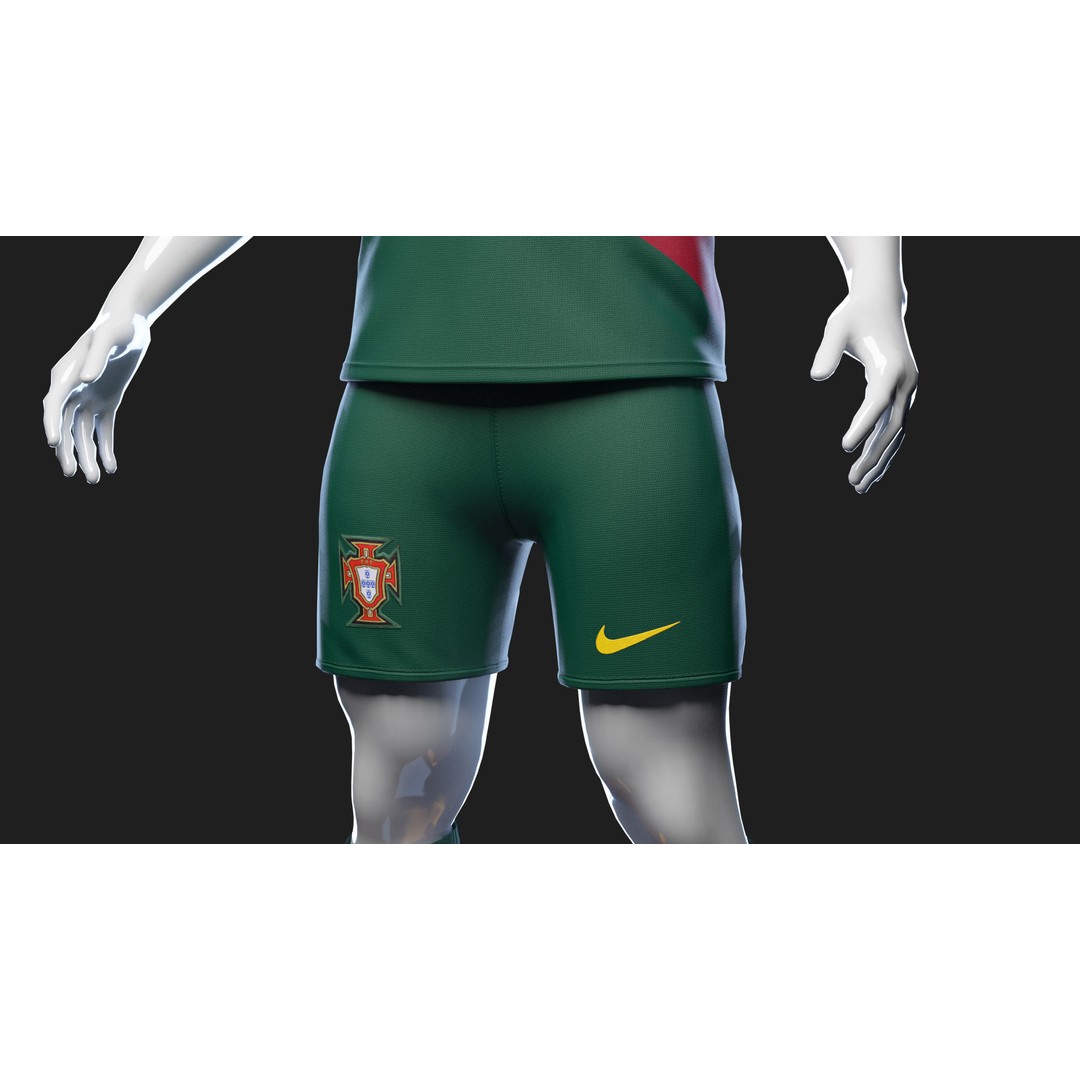 Portugal Team Football Jersey 3D Model – Low Poly Game Asset, FBX - View 29