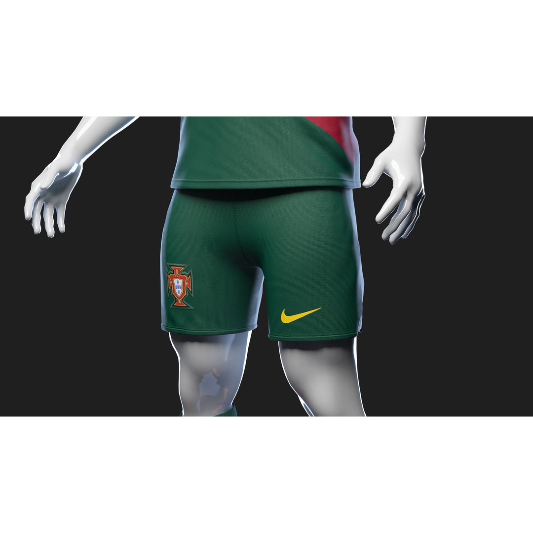 Portugal Team Football Jersey 3D Model – Low Poly Game Asset, FBX - View 30