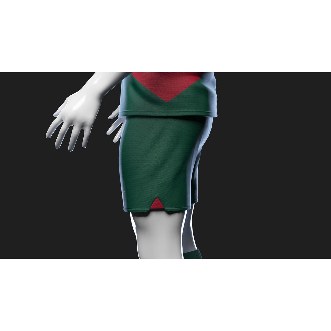 Portugal Team Football Jersey 3D Model – Low Poly Game Asset, FBX - View 32