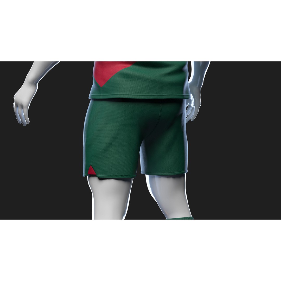 Portugal Team Football Jersey 3D Model – Low Poly Game Asset, FBX - View 33