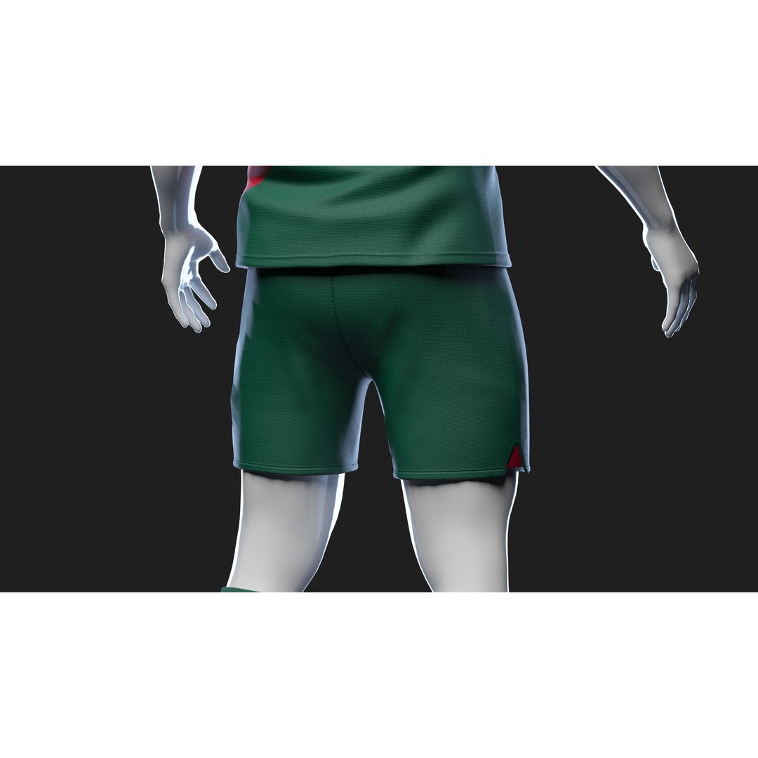 Portugal Team Football Jersey 3D Model – Low Poly Game Asset, FBX - View 34