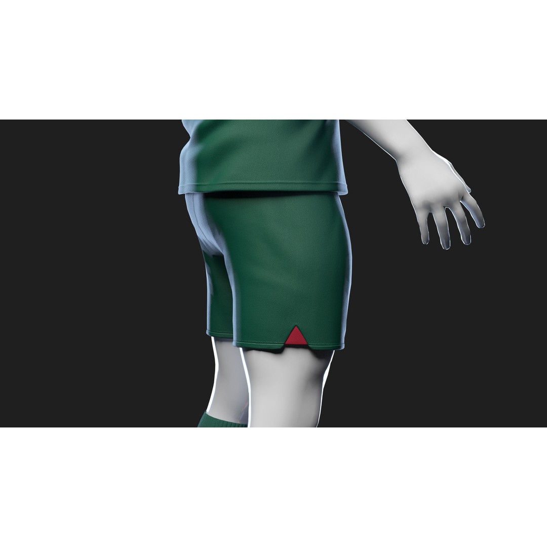Portugal Team Football Jersey 3D Model – Low Poly Game Asset, FBX - View 35