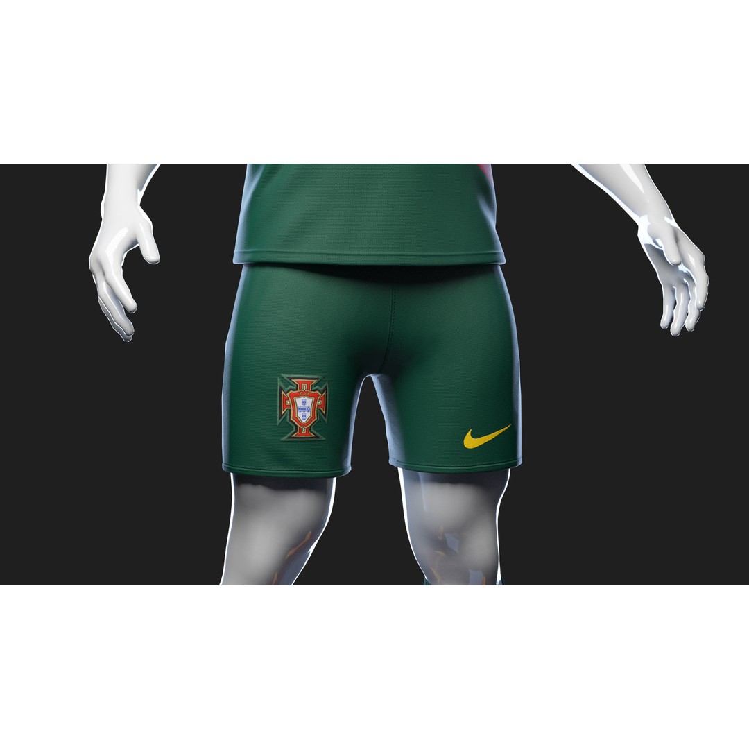 Portugal Team Football Jersey 3D Model – Low Poly Game Asset, FBX - View 36