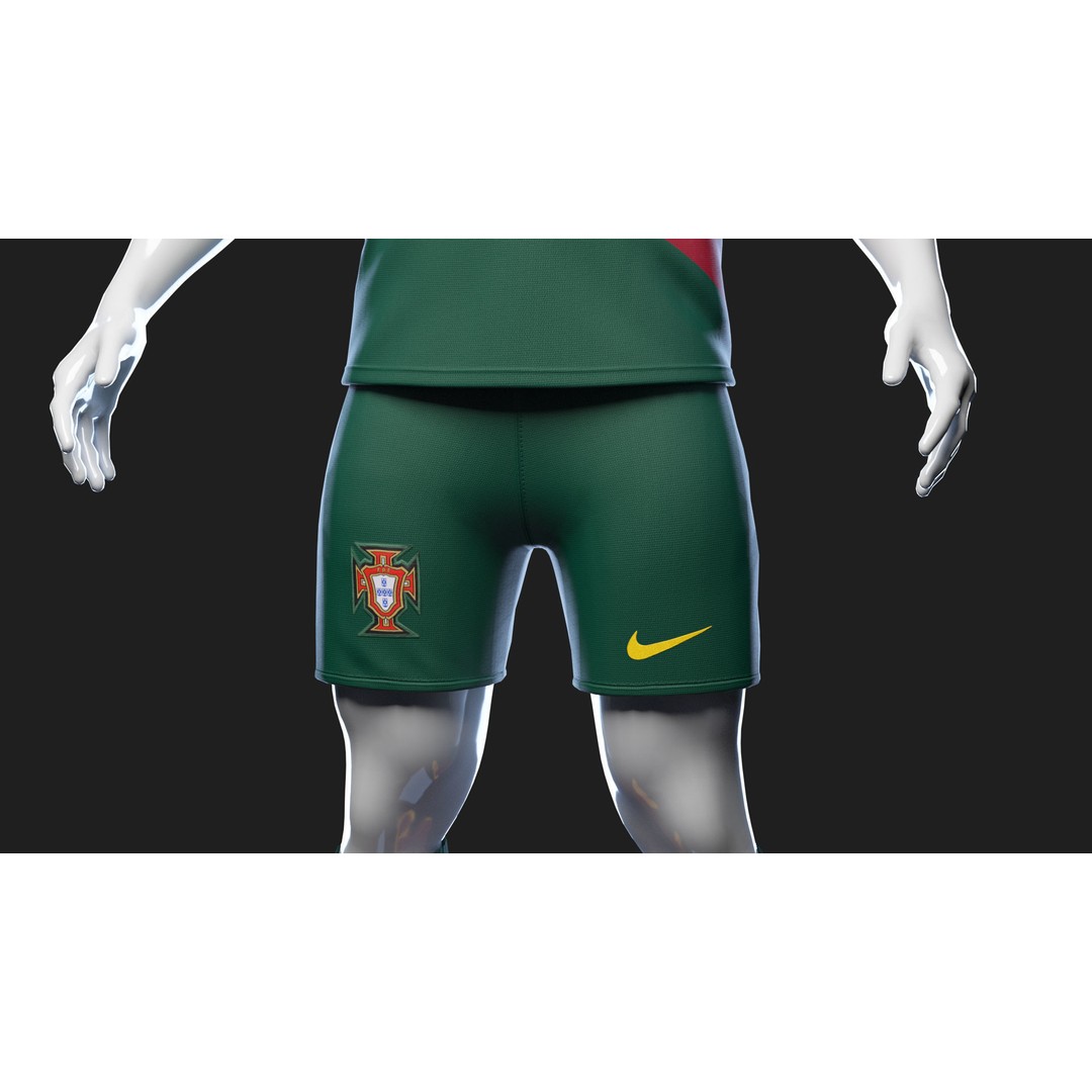 Portugal Team Football Jersey 3D Model – Low Poly Game Asset, FBX - View 37