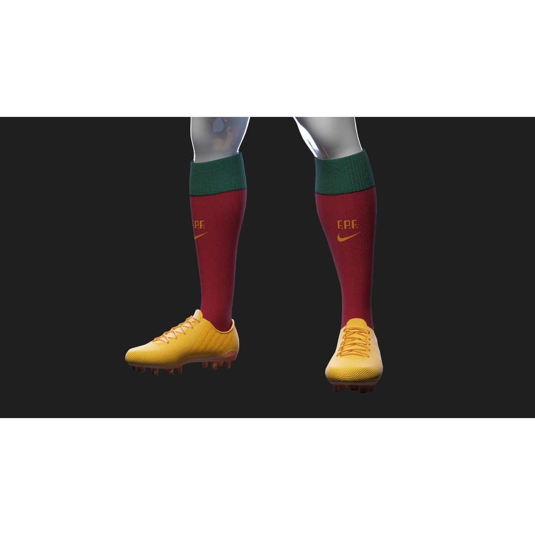 Portugal Team Football Jersey 3D Model – Low Poly Game Asset, FBX - View 40