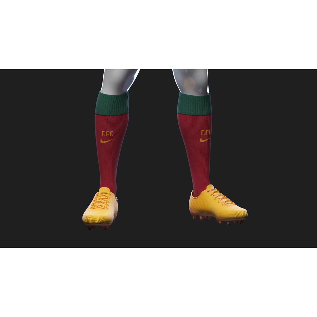Portugal Team Football Jersey 3D Model – Low Poly Game Asset, FBX - View 47