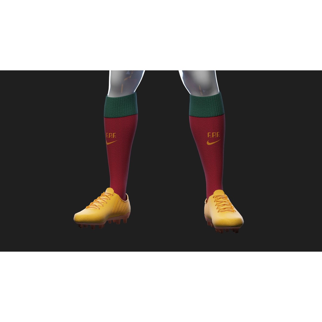 Portugal Team Football Jersey 3D Model – Low Poly Game Asset, FBX - View 48