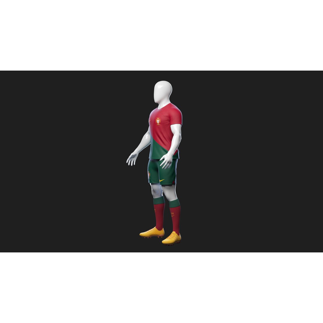 Portugal Team Football Jersey 3D Model – Low Poly Game Asset, FBX - View 9