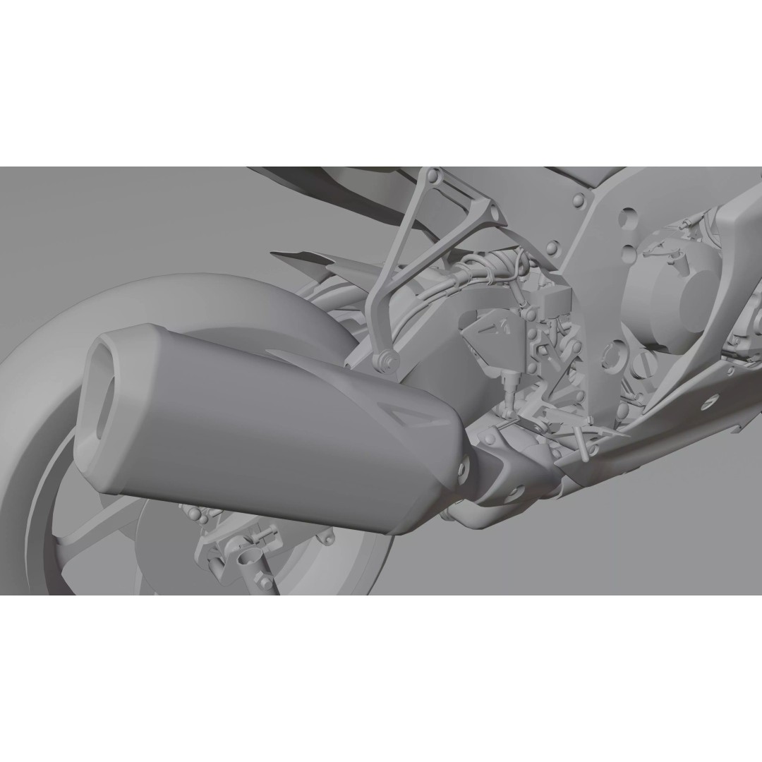 Kawasaki Ninja ZX-10R 2021 3D Model – Low Poly PBR Game Asset, FBX - View 23