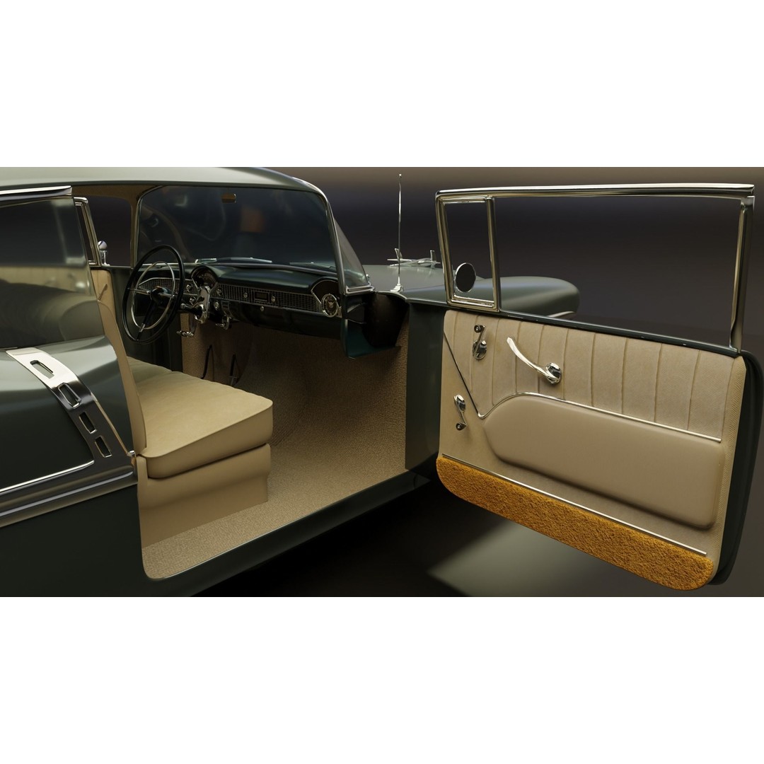 Classic Custom 50s Car 3D Model – Vintage Antique Vehicle with PBR Textures - View 10