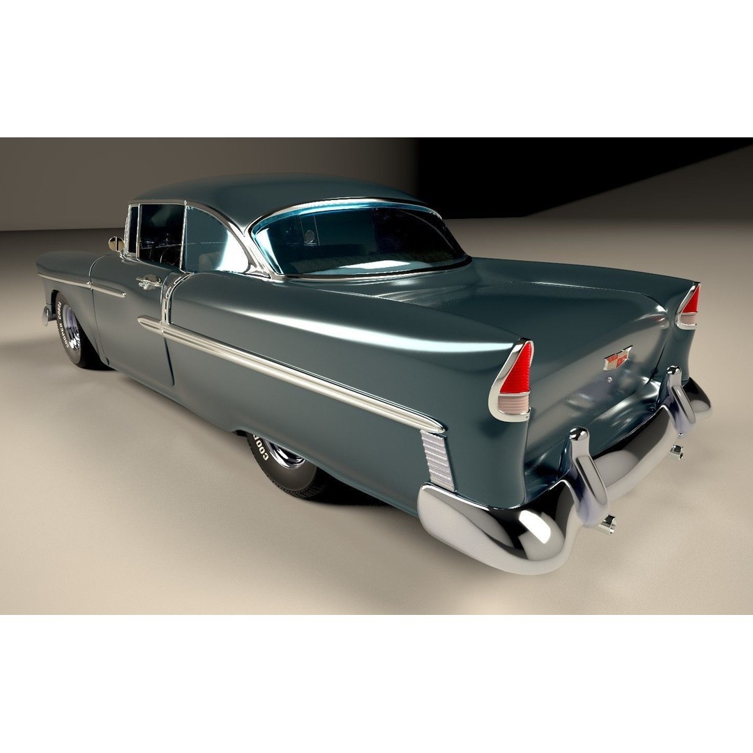 Classic Custom 50s Car 3D Model – Vintage Antique Vehicle with PBR Textures - View 11