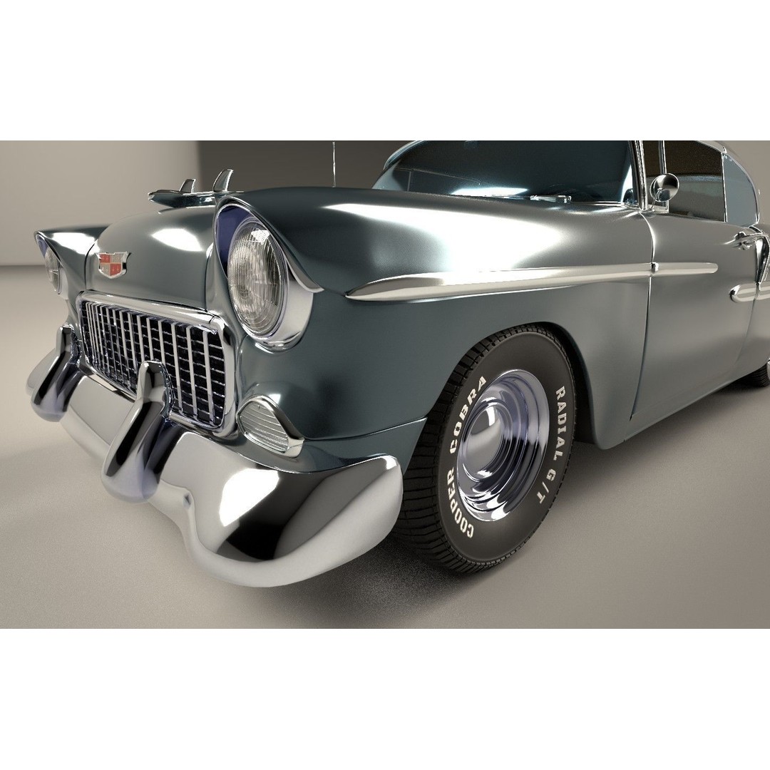 Classic Custom 50s Car 3D Model – Vintage Antique Vehicle with PBR Textures - View 14