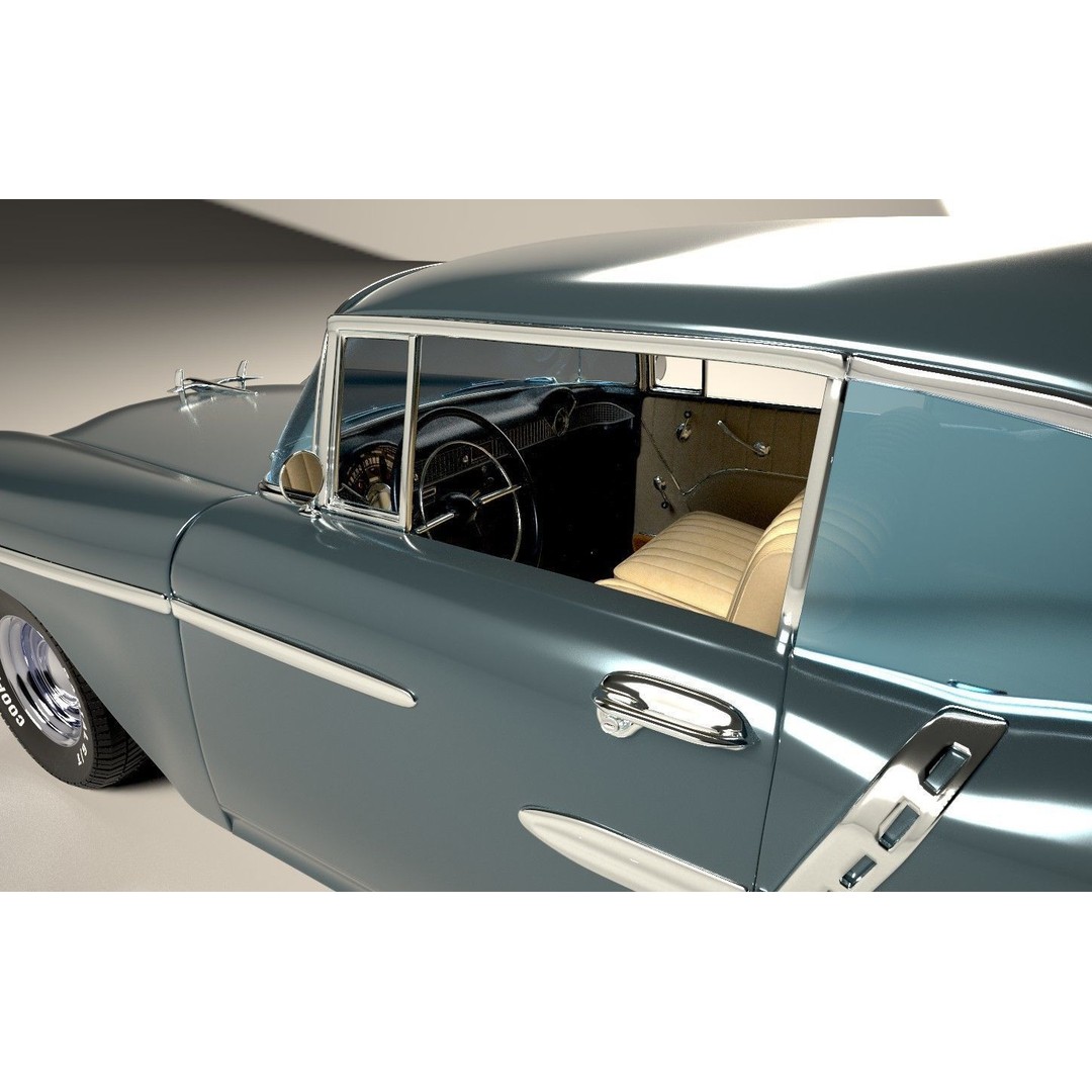 Classic Custom 50s Car 3D Model – Vintage Antique Vehicle with PBR Textures - View 18