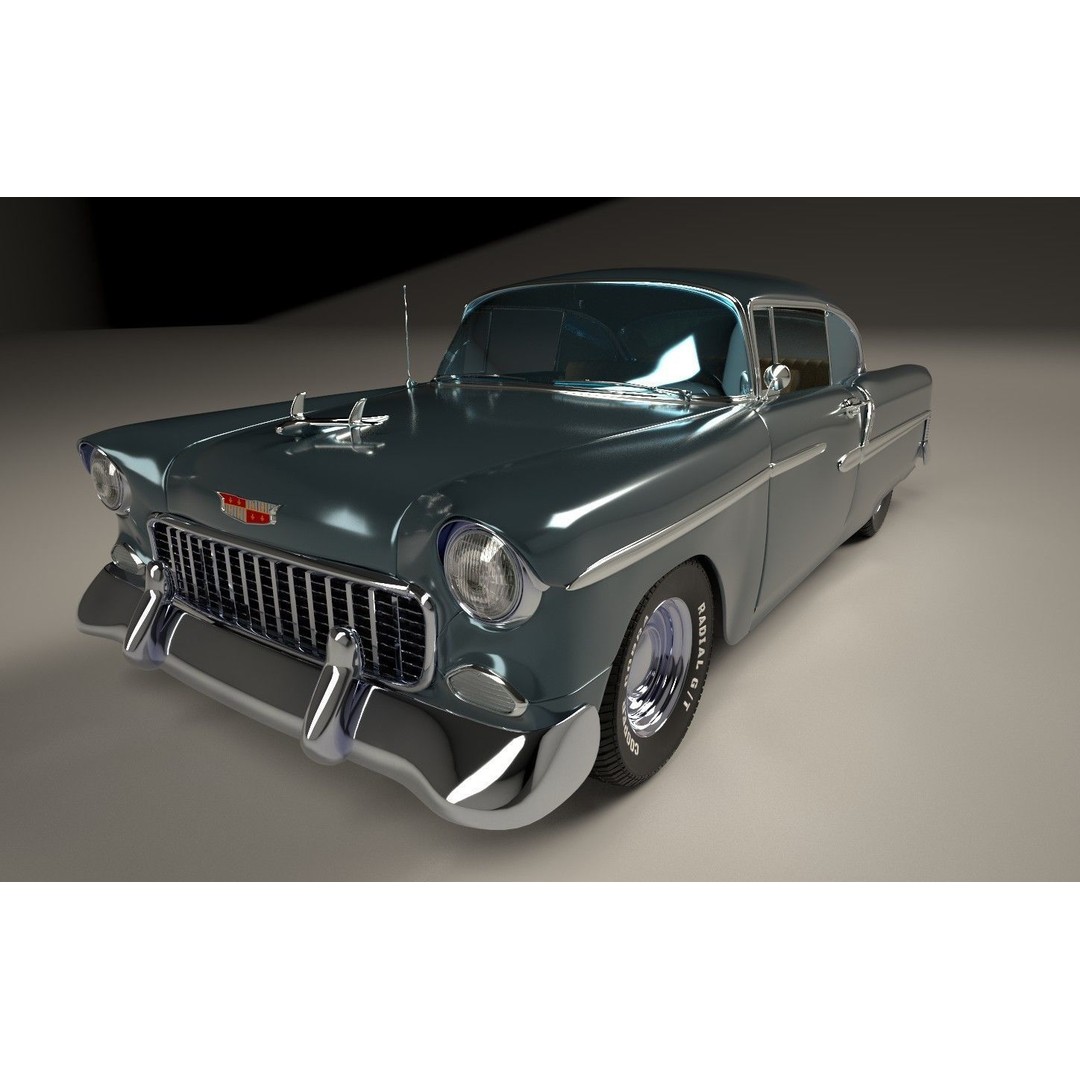 Classic Custom 50s Car 3D Model – Vintage Antique Vehicle with PBR Textures - View 4