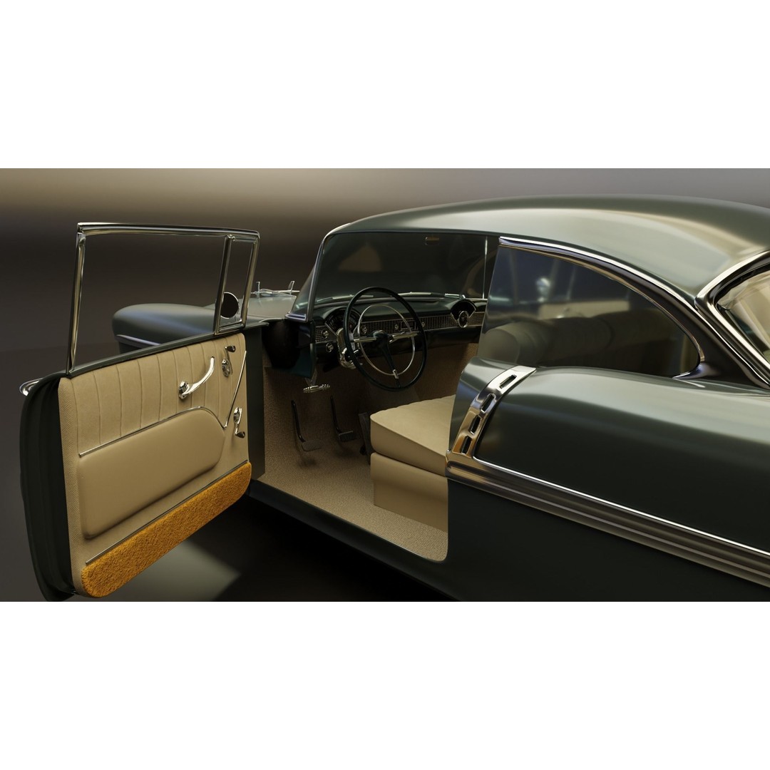 Classic Custom 50s Car 3D Model – Vintage Antique Vehicle with PBR Textures - View 5
