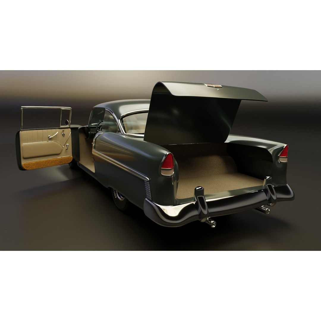 Classic Custom 50s Car 3D Model – Vintage Antique Vehicle with PBR Textures - View 9