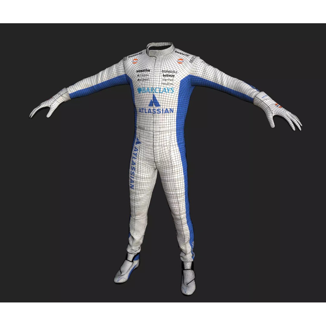 F1 Williams Racing Suits 2026 3D Model – Rigged PBR Asset, FBX, Blender - View 10