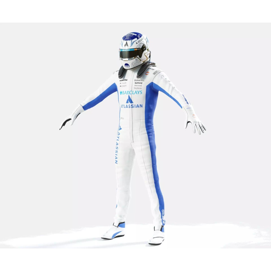 F1 Williams Racing Suits 2026 3D Model – Rigged PBR Asset, FBX, Blender - View 13