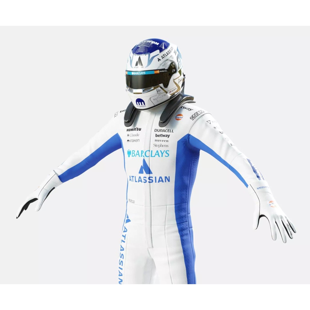 F1 Williams Racing Suits 2026 3D Model – Rigged PBR Asset, FBX, Blender - View 14