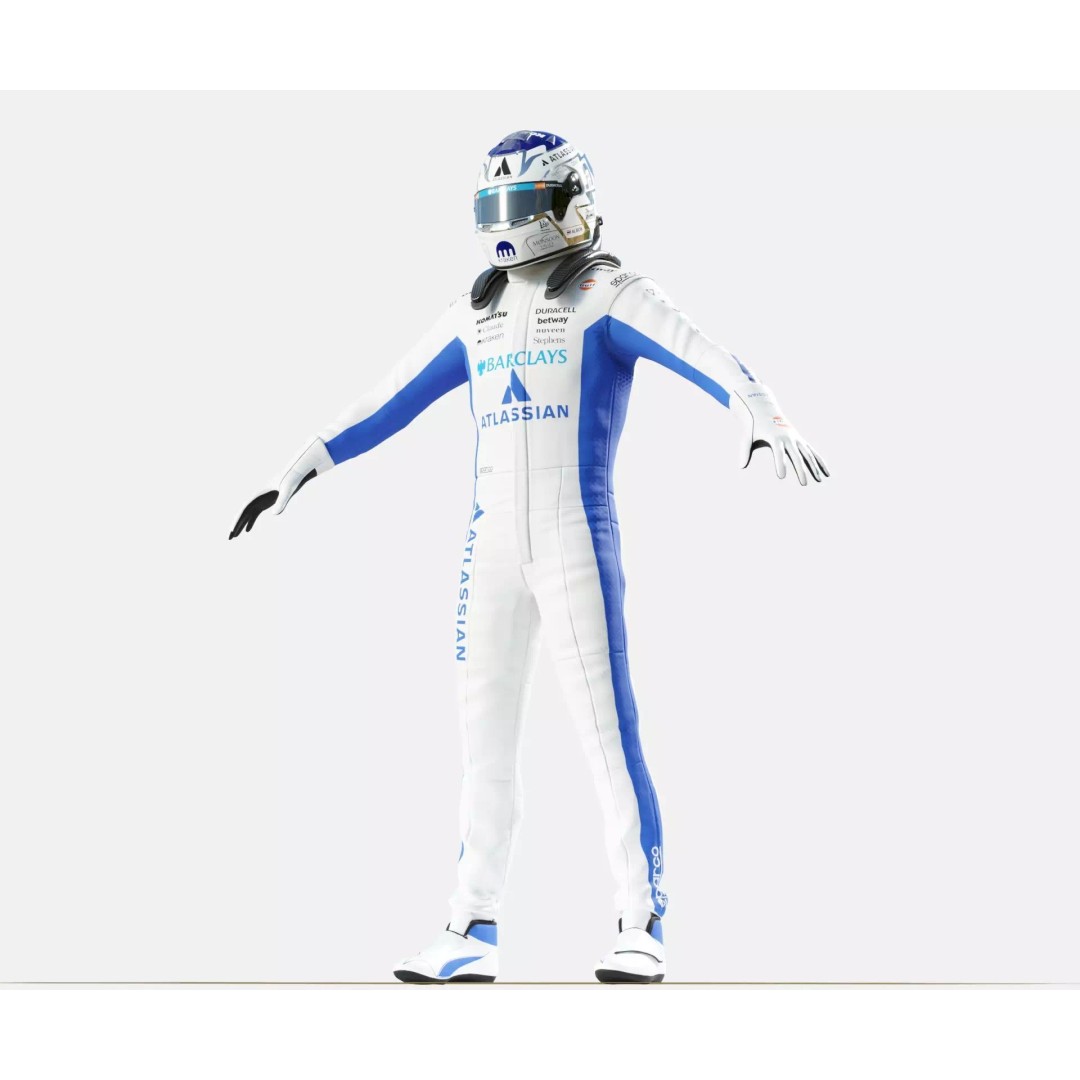 F1 Williams Racing Suits 2026 3D Model – Rigged PBR Asset, FBX, Blender - View 15