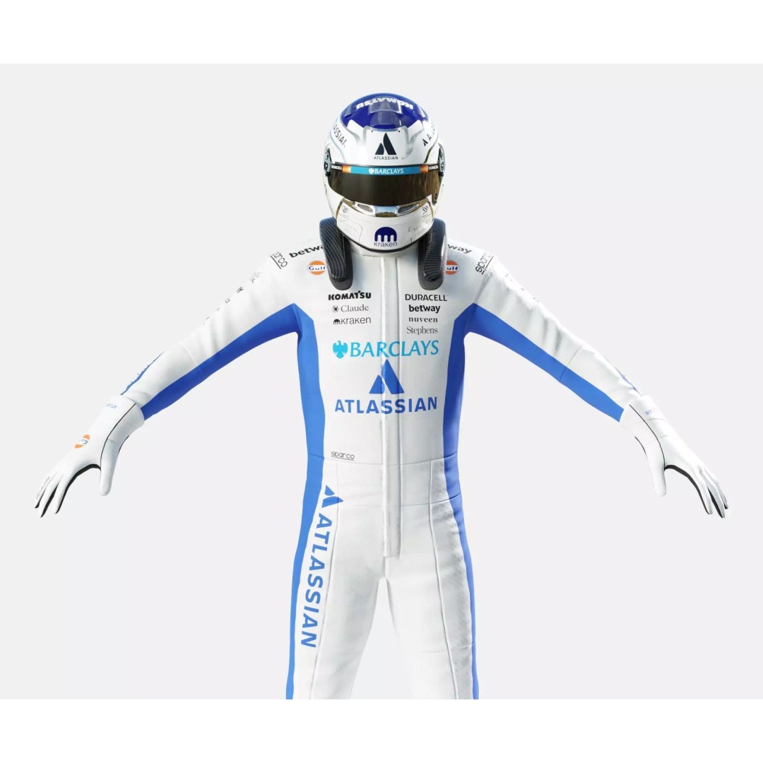 F1 Williams Racing Suits 2026 3D Model – Rigged PBR Asset, FBX, Blender - View 17