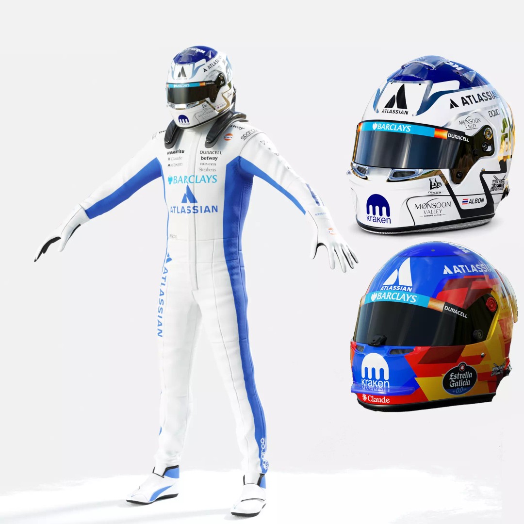 F1 Williams Racing Suits 2026 3D Model – Rigged PBR Asset, FBX, Blender - View 2