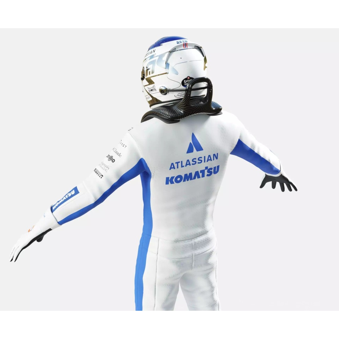 F1 Williams Racing Suits 2026 3D Model – Rigged PBR Asset, FBX, Blender - View 25
