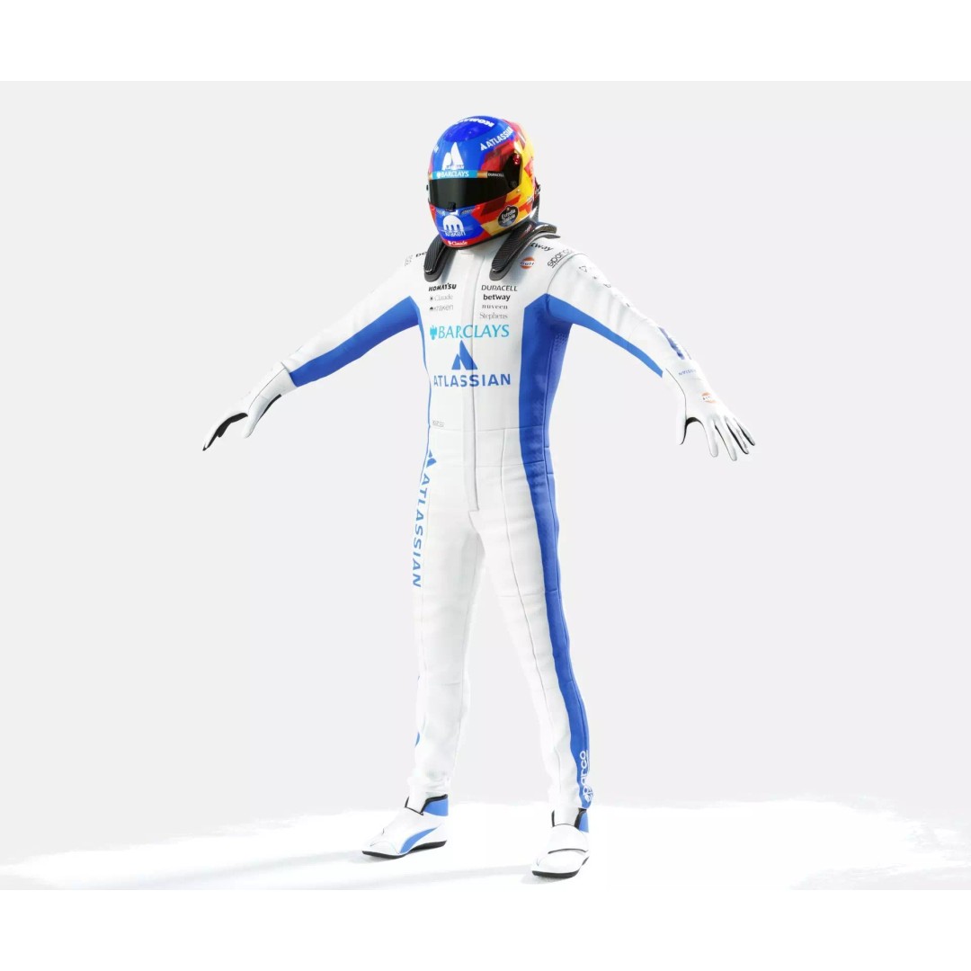 F1 Williams Racing Suits 2026 3D Model – Rigged PBR Asset, FBX, Blender - View 29