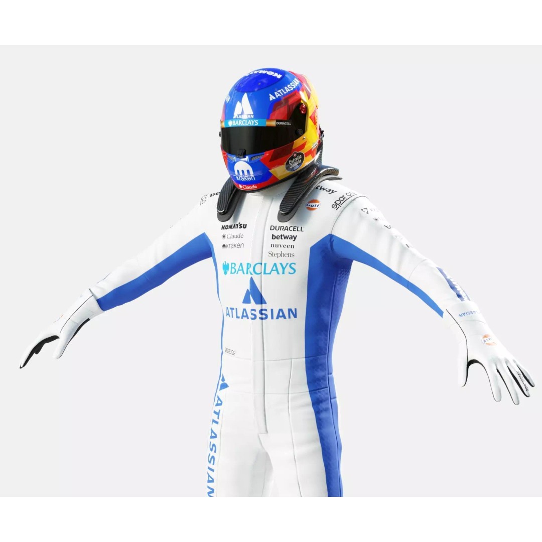 F1 Williams Racing Suits 2026 3D Model – Rigged PBR Asset, FBX, Blender - View 30