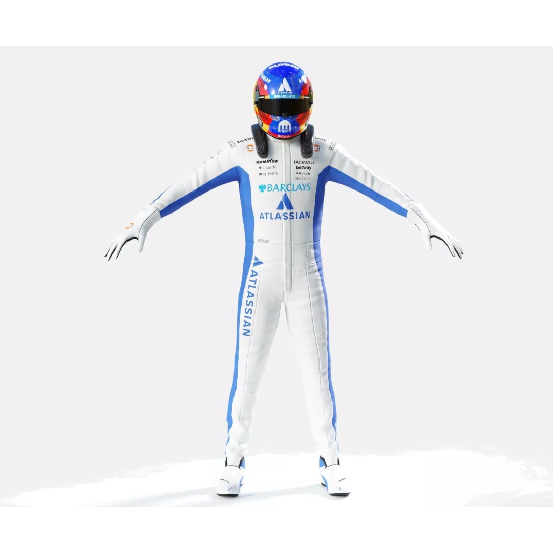 F1 Williams Racing Suits 2026 3D Model – Rigged PBR Asset, FBX, Blender - View 32