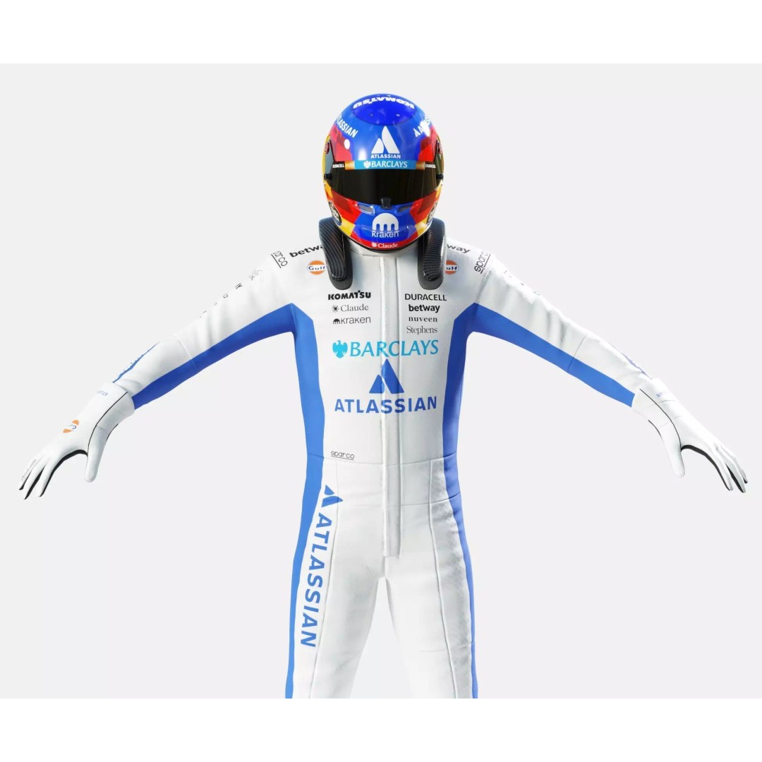 F1 Williams Racing Suits 2026 3D Model – Rigged PBR Asset, FBX, Blender - View 33