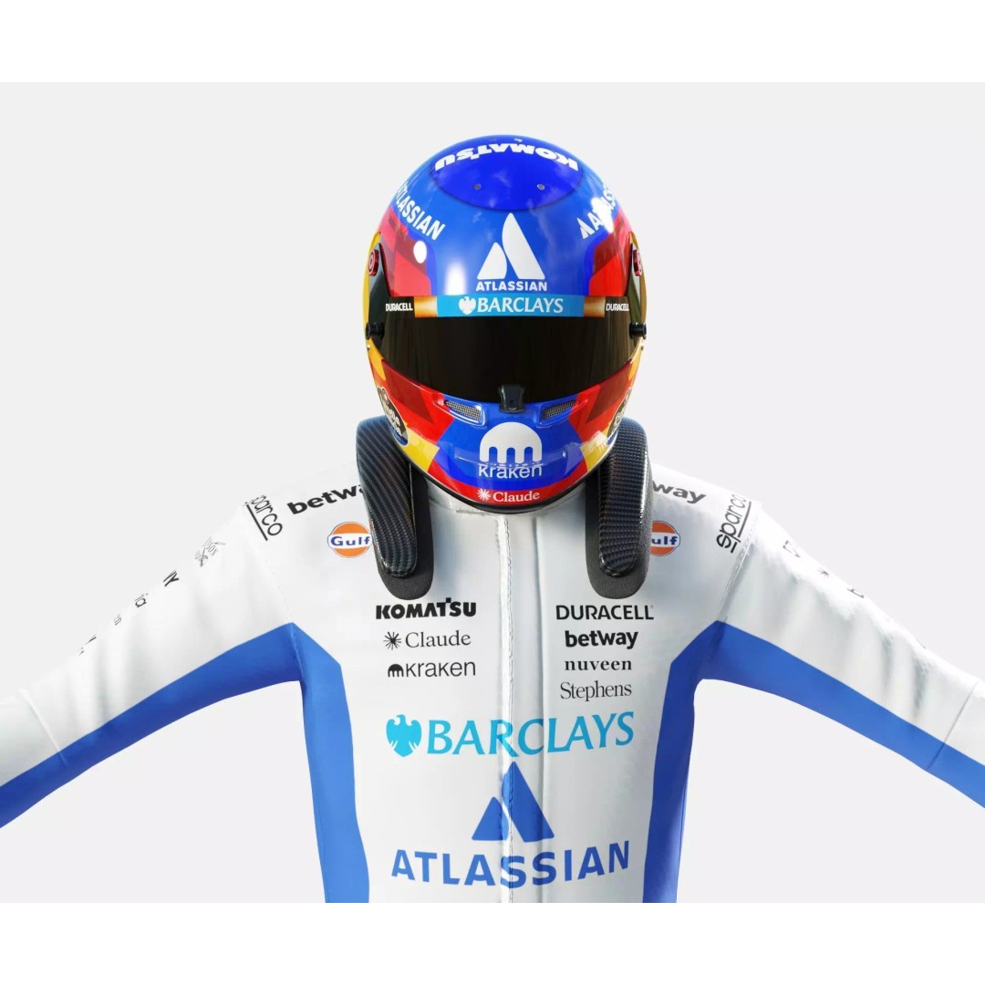 F1 Williams Racing Suits 2026 3D Model – Rigged PBR Asset, FBX, Blender - View 34