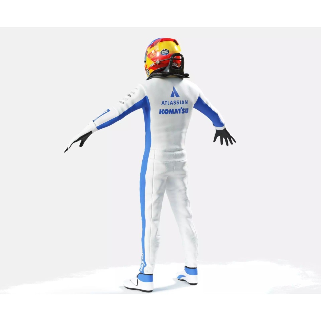 F1 Williams Racing Suits 2026 3D Model – Rigged PBR Asset, FBX, Blender - View 40